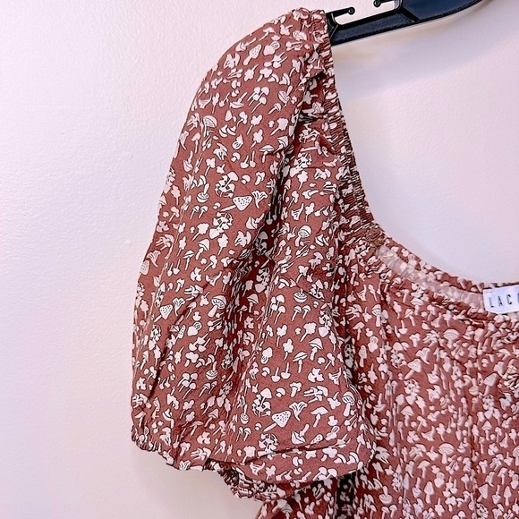NWT Anthropologie LACAUSA Playa Mini Dress in Cocoa Mushroom Print Size Medium - Picture 11 of 15